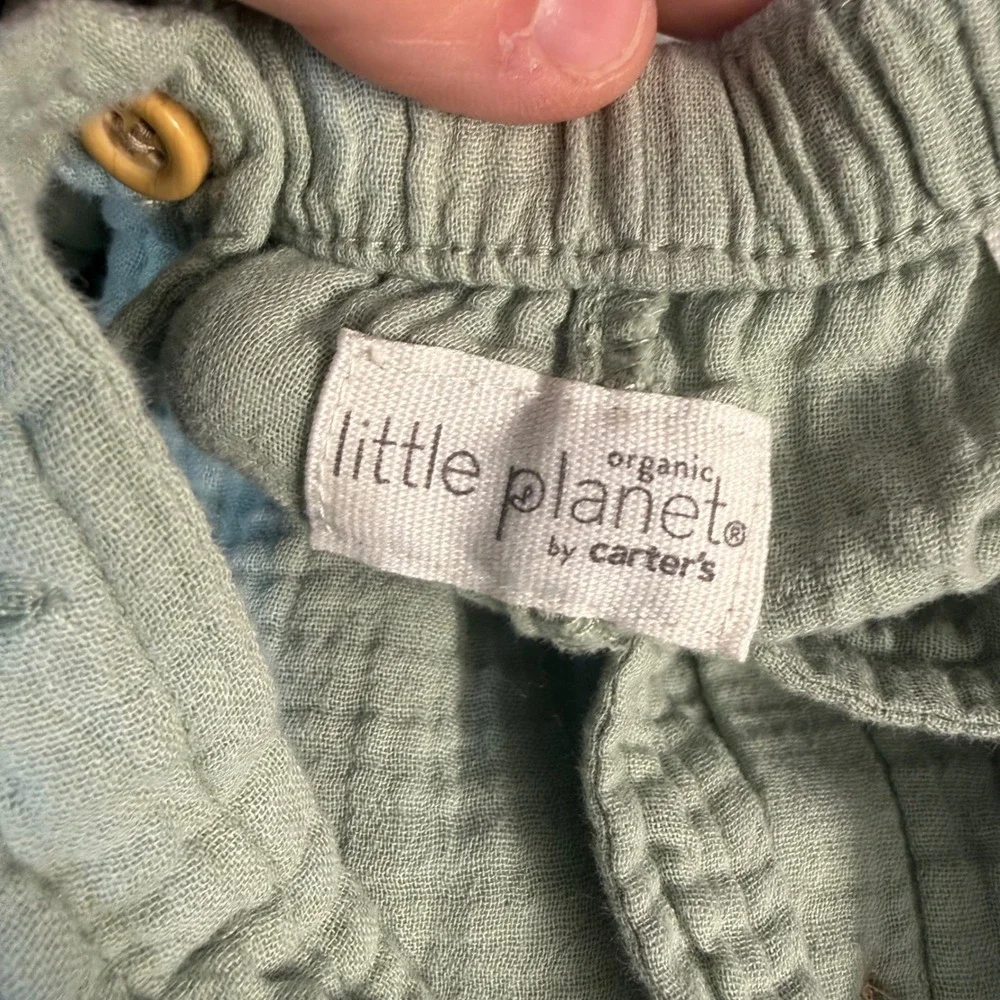 Carters Little Planet Baby Neutral Organic Cotton Gauze Sage 6 Month Overalls